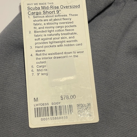 NWT Lululemon Mens Scuba Mid-Rise Oversized Cargo Short 9" Size M Solar Grey - Picture 2 of 5